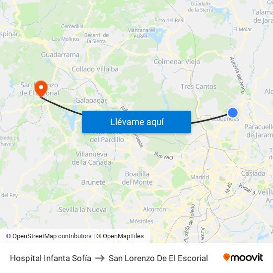 Hospital Infanta Sofía to San Lorenzo De El Escorial map