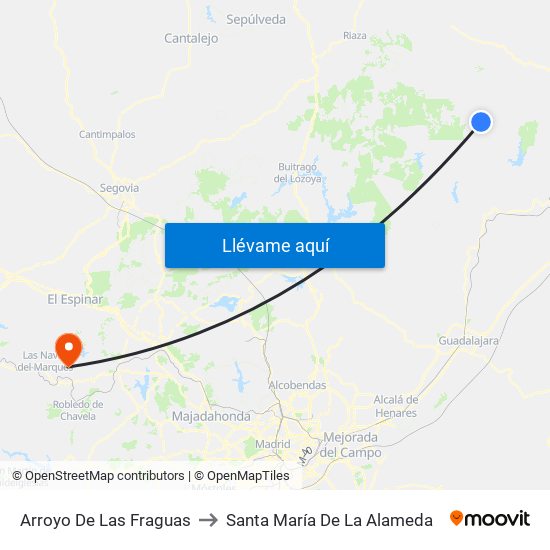 Arroyo De Las Fraguas to Santa María De La Alameda map