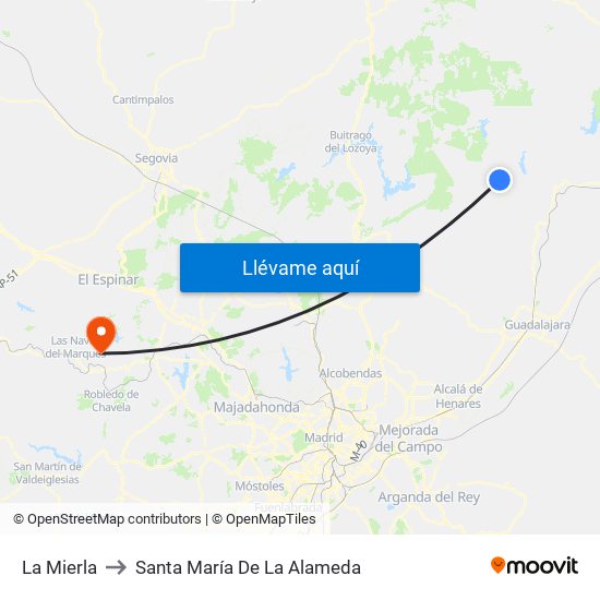 La Mierla to Santa María De La Alameda map