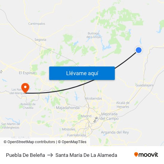 Puebla De Beleña to Santa María De La Alameda map