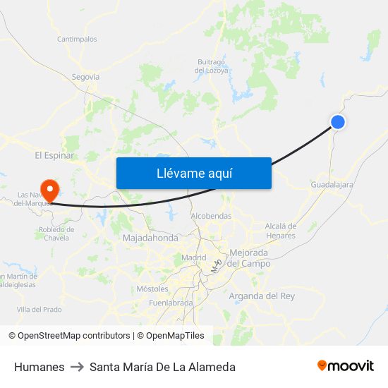 Humanes to Santa María De La Alameda map