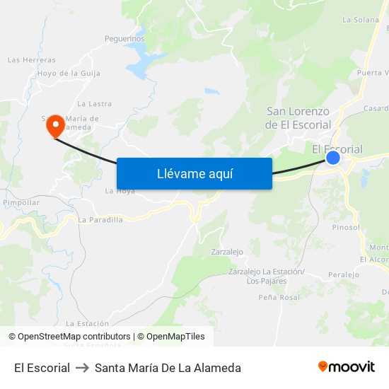 El Escorial to Santa María De La Alameda map