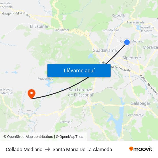 Collado Mediano to Santa María De La Alameda map