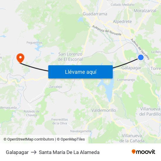 Galapagar to Santa María De La Alameda map