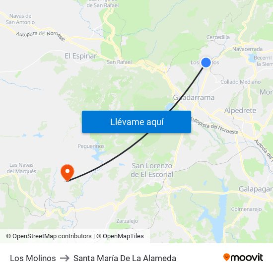Los Molinos to Santa María De La Alameda map