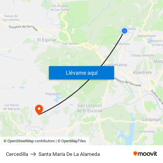 Cercedilla to Santa María De La Alameda map