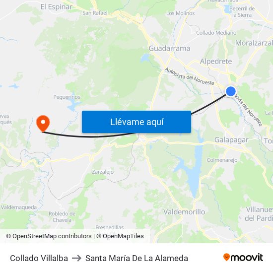 Collado Villalba to Santa María De La Alameda map