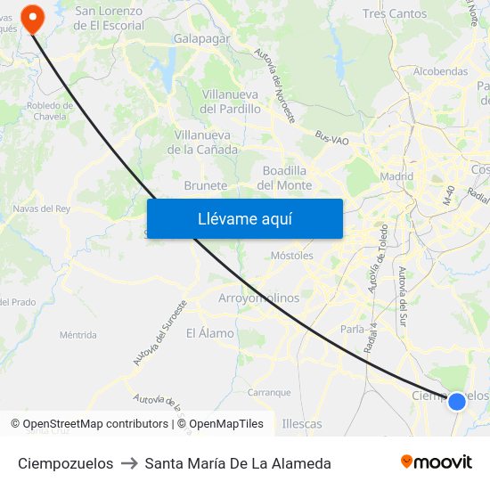 Ciempozuelos to Santa María De La Alameda map