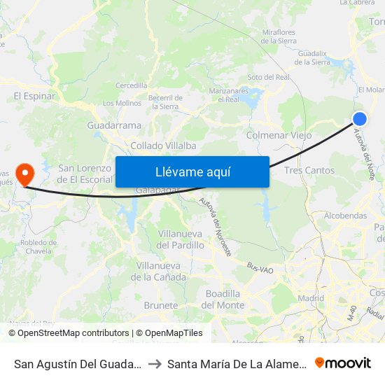 San Agustín Del Guadalix to Santa María De La Alameda map