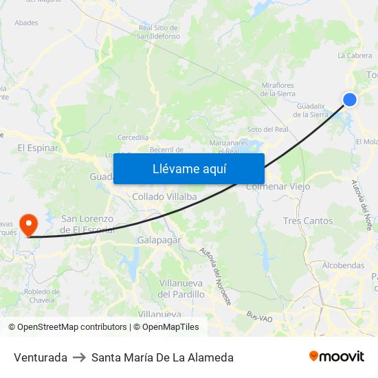 Venturada to Santa María De La Alameda map