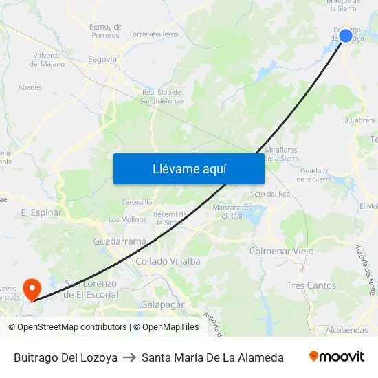Buitrago Del Lozoya to Santa María De La Alameda map