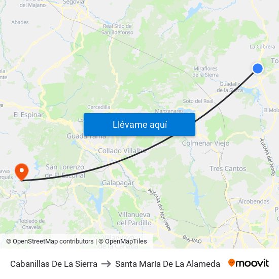 Cabanillas De La Sierra to Santa María De La Alameda map