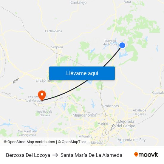 Berzosa Del Lozoya to Santa María De La Alameda map