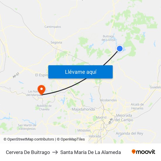 Cervera De Buitrago to Santa María De La Alameda map