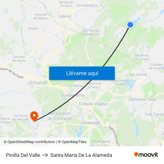 Pinilla Del Valle to Santa María De La Alameda map