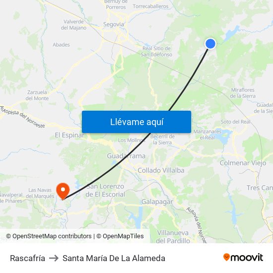 Rascafría to Santa María De La Alameda map