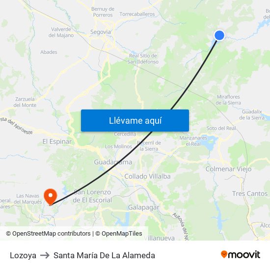 Lozoya to Santa María De La Alameda map