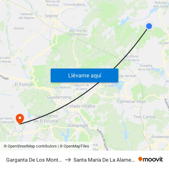 Garganta De Los Montes to Santa María De La Alameda map