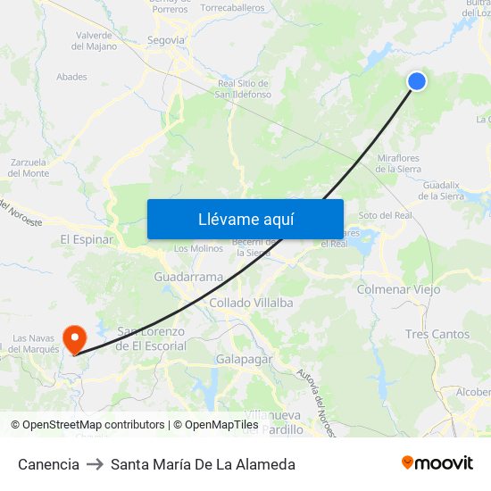 Canencia to Santa María De La Alameda map