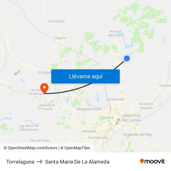 Torrelaguna to Santa María De La Alameda map