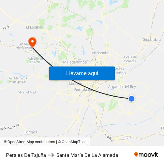 Perales De Tajuña to Santa María De La Alameda map