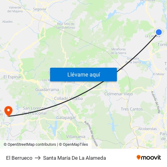 El Berrueco to Santa María De La Alameda map