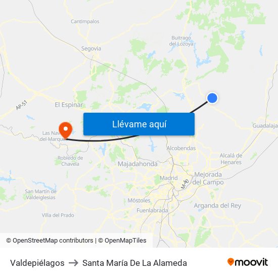 Valdepiélagos to Santa María De La Alameda map