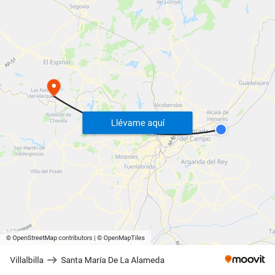 Villalbilla to Santa María De La Alameda map
