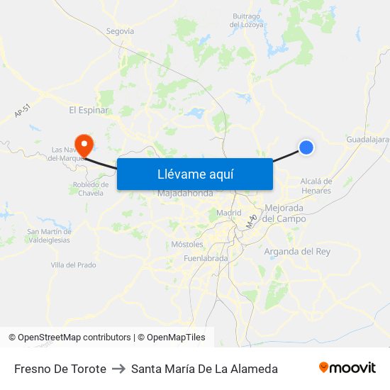 Fresno De Torote to Santa María De La Alameda map