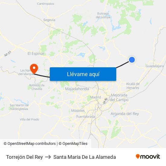 Torrejón Del Rey to Santa María De La Alameda map