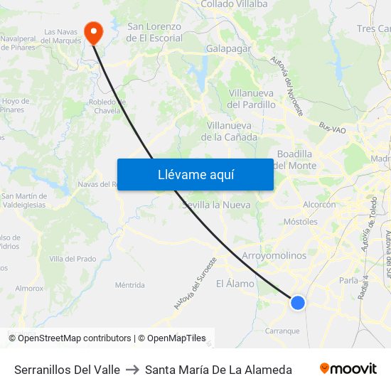 Serranillos Del Valle to Santa María De La Alameda map