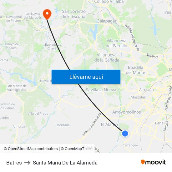Batres to Santa María De La Alameda map