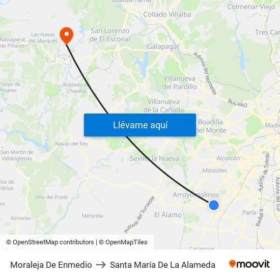 Moraleja De Enmedio to Santa María De La Alameda map