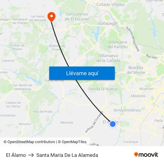 El Álamo to Santa María De La Alameda map