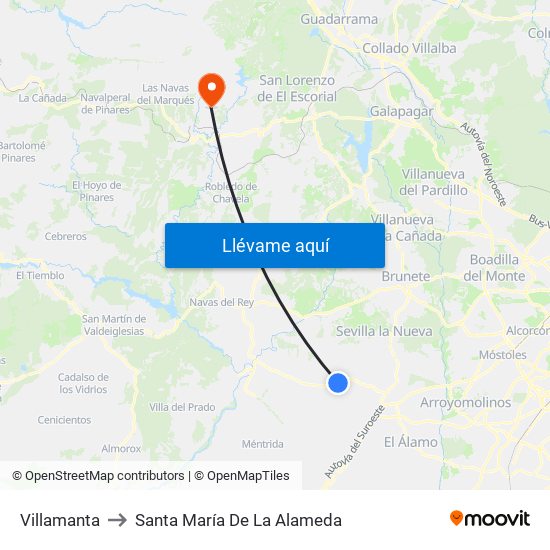 Villamanta to Santa María De La Alameda map