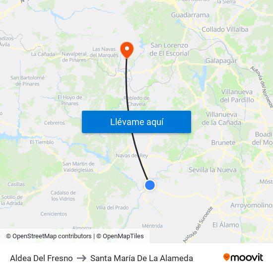 Aldea Del Fresno to Santa María De La Alameda map