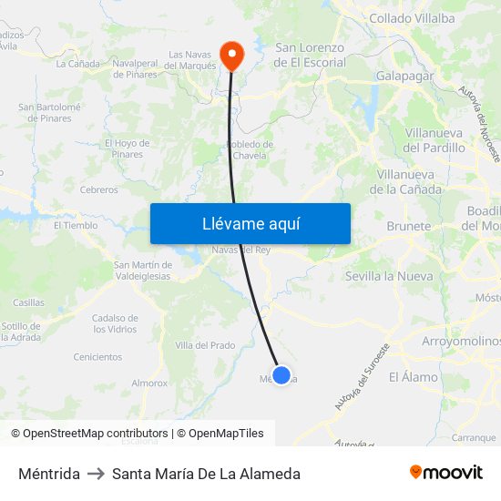 Méntrida to Santa María De La Alameda map