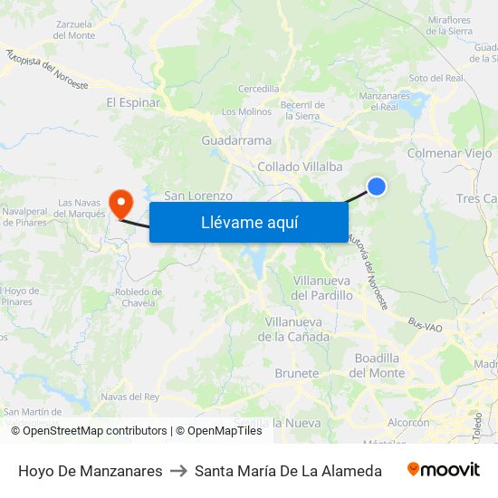 Hoyo De Manzanares to Santa María De La Alameda map