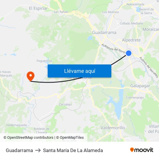 Guadarrama to Santa María De La Alameda map