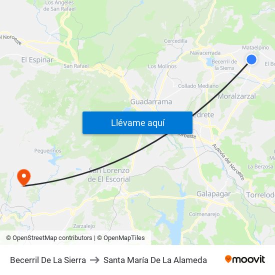 Becerril De La Sierra to Santa María De La Alameda map