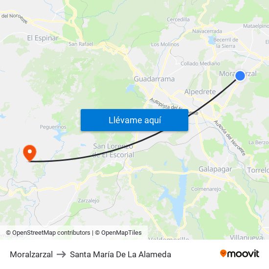 Moralzarzal to Santa María De La Alameda map