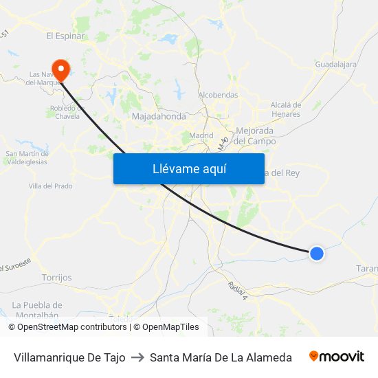Villamanrique De Tajo to Santa María De La Alameda map