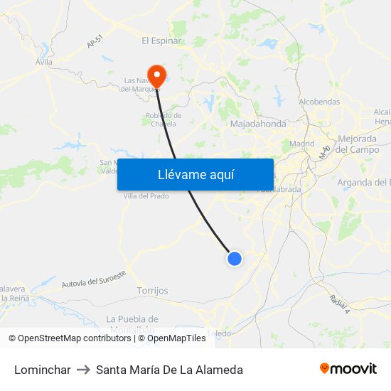 Lominchar to Santa María De La Alameda map