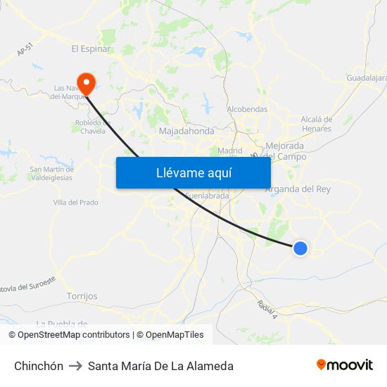 Chinchón to Santa María De La Alameda map