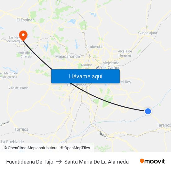 Fuentidueña De Tajo to Santa María De La Alameda map
