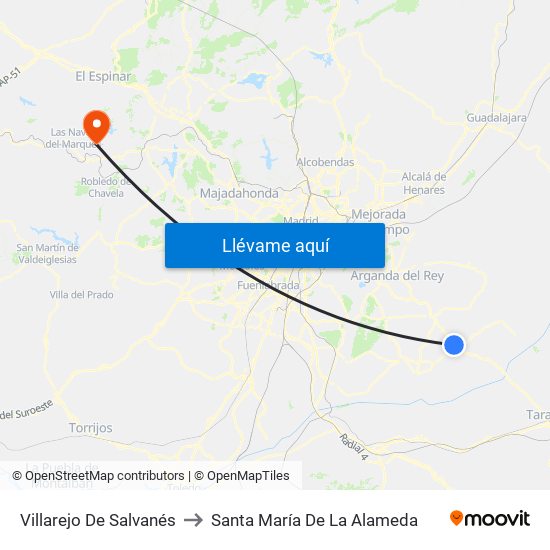 Villarejo De Salvanés to Santa María De La Alameda map