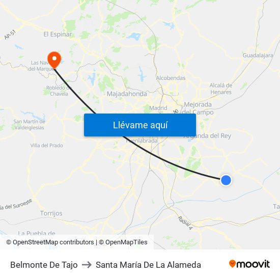 Belmonte De Tajo to Santa María De La Alameda map