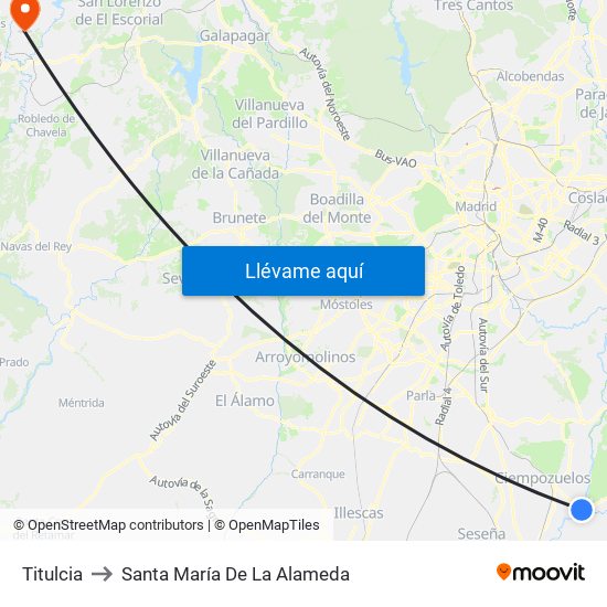 Titulcia to Santa María De La Alameda map