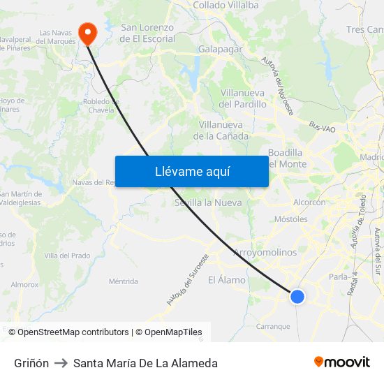 Griñón to Santa María De La Alameda map