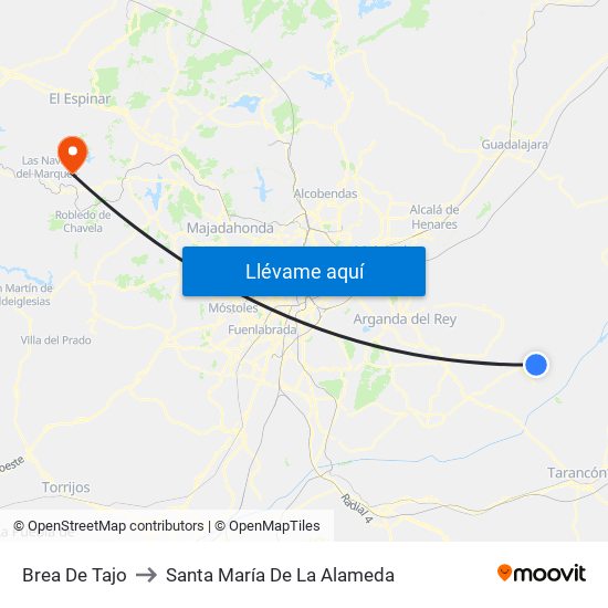 Brea De Tajo to Santa María De La Alameda map